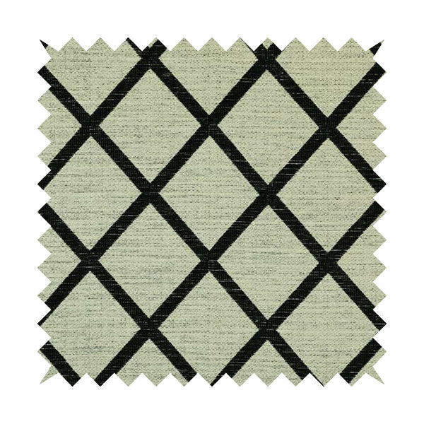 Black Cream Geometric Pattern Soft Chenille Furnishing Fabric JO-1313