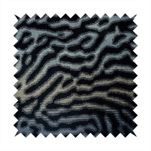 Blue Background With Grey Colour Abstract Pattern Heavy Quality Velvet Upholstery Fabric JO-1363