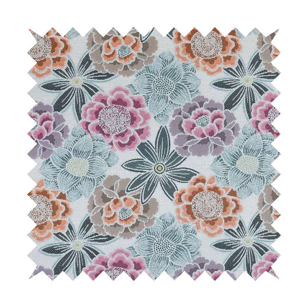 Bloomin Lovely Floral Pattern Collection Blue Woven Quality Upholstery Fabric JO-325