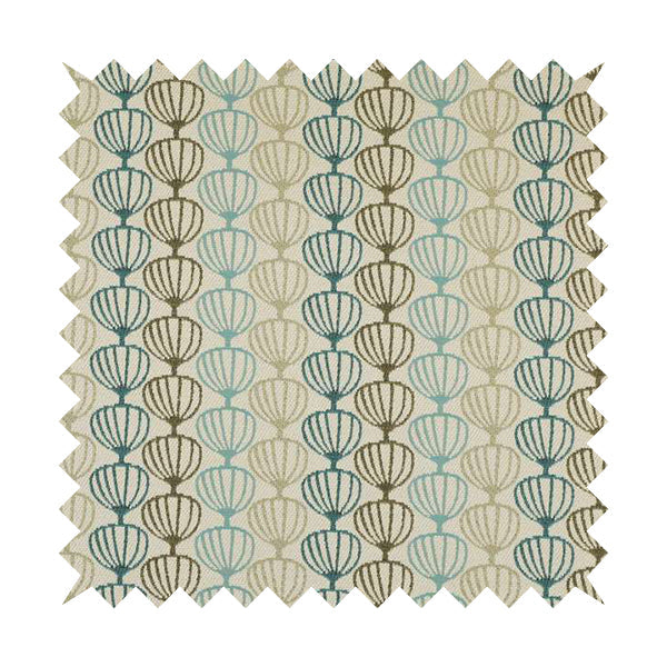 Blue Green Geometric Balloon Pattern Soft Chenille Upholstery Fabric SS301017-25