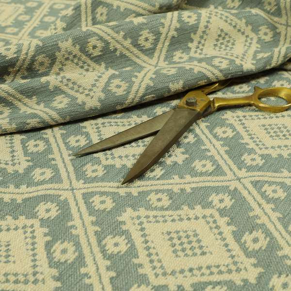 Blue Beige Colour Kilim Pattern Furnishing Fabric JO-1082