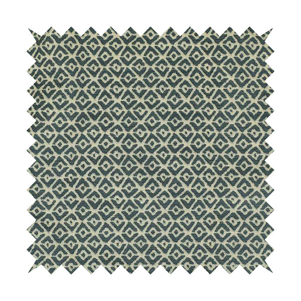 Blue Cream Colour Symmetrical Geometric Pattern Furnishing Upholstery Fabric JO-1104