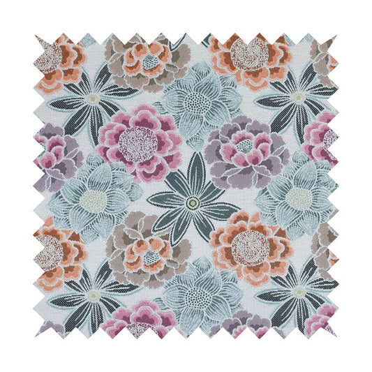 Bloomin Lovely Floral Pattern Collection Blue Woven Quality Upholstery Fabric JO-325