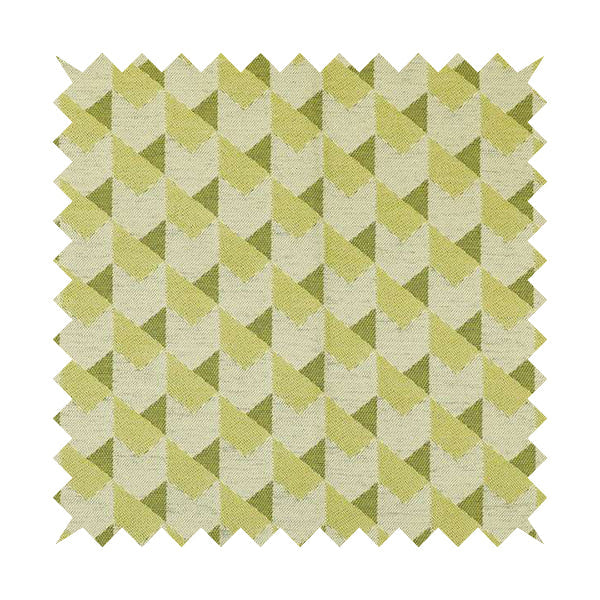 Block Arrow Geometric Green White Colour Chenille Upholstery Fabric JO-786